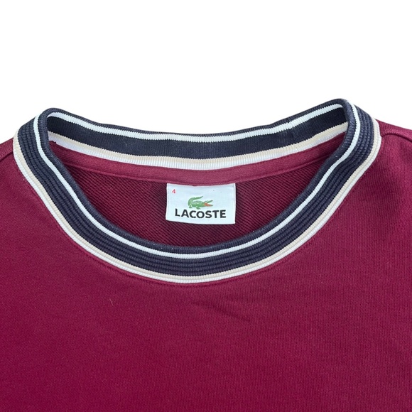 Lacoste Long Sleeve Sweater Mens M Burgundy Red Croc Crewneck Pullover Preppy - Picture 4 of 11